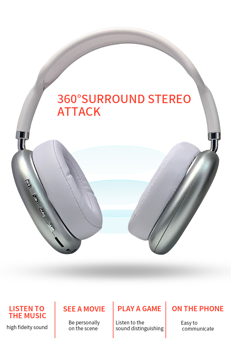Wireless Bluetooth stereo headphones by Teal Simba, view 3