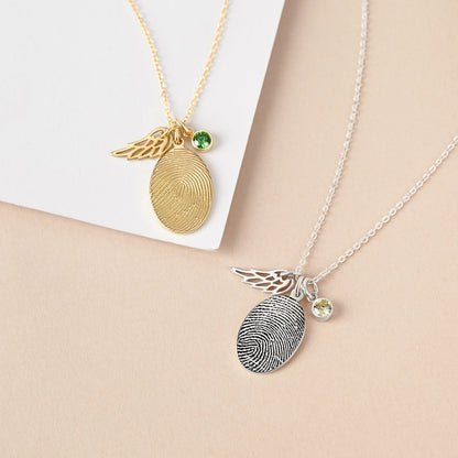 Fingerprint Necklace, Fingerprint Jewelry With Birthstone by Green Millie