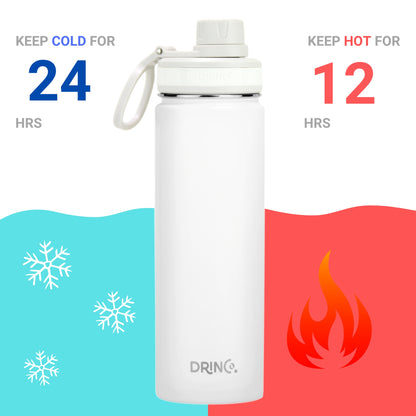 DRINCO® 22oz Stainless Steel Sport Water Bottle - Artic White by Orchid Lavender