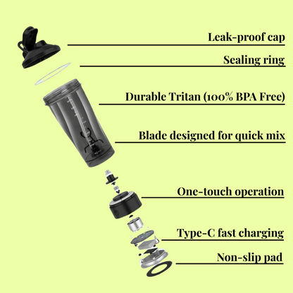 Electric Protein Shaker Bottle, Rechargeable Protein Shaker by Byzantium Phanes