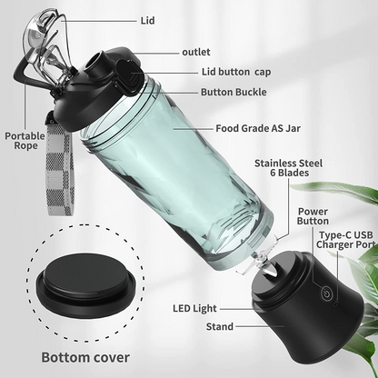 600ml portable rechargeable bottle blender by Lilac Milo, view 5