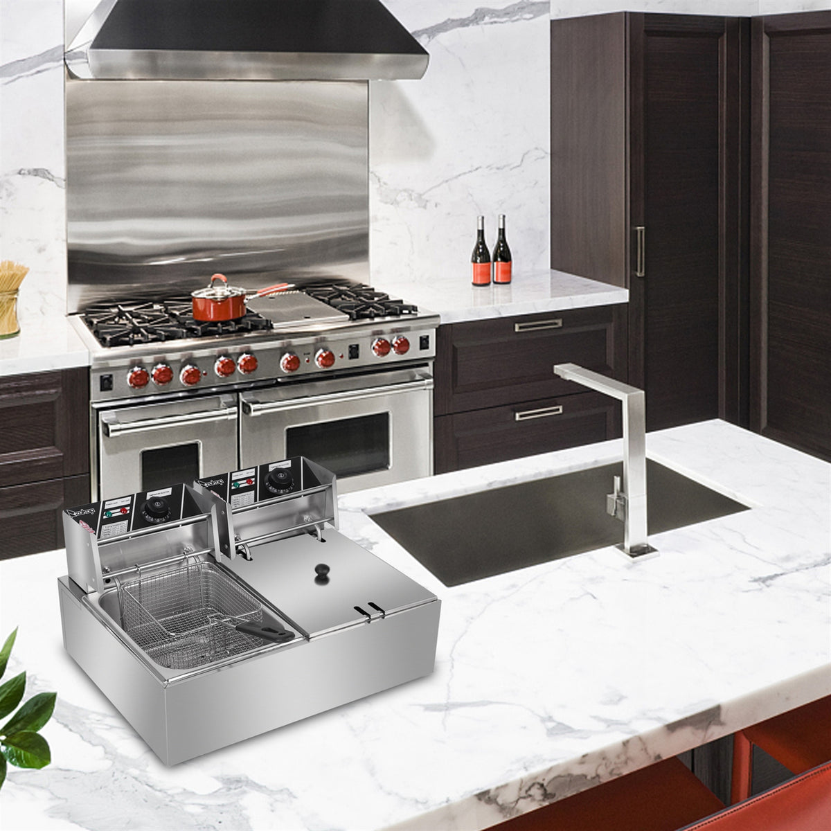 12L stainless steel double electric deep fryer, ZOKOP, view 6