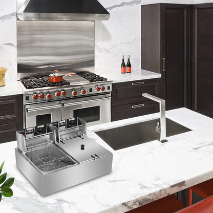 12L stainless steel double electric deep fryer, ZOKOP, view 6