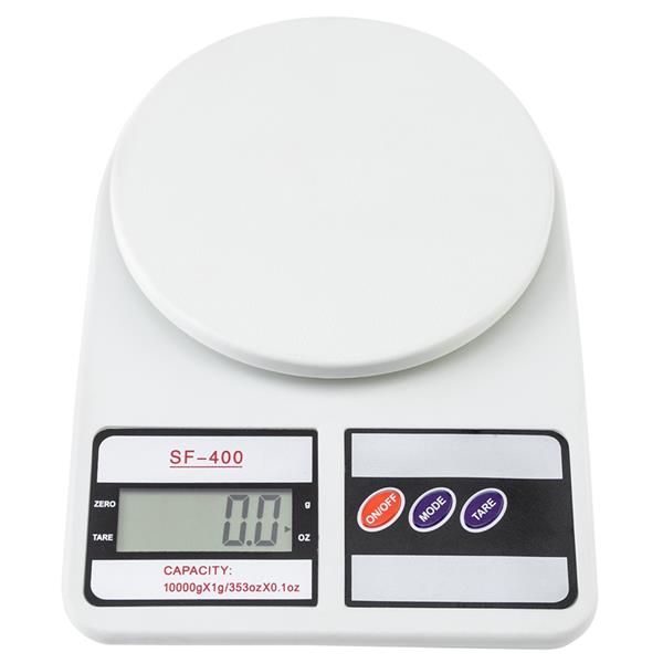 White 10kg / 1g digital kitchen scale with LCD display, Lilac Milo, view 4