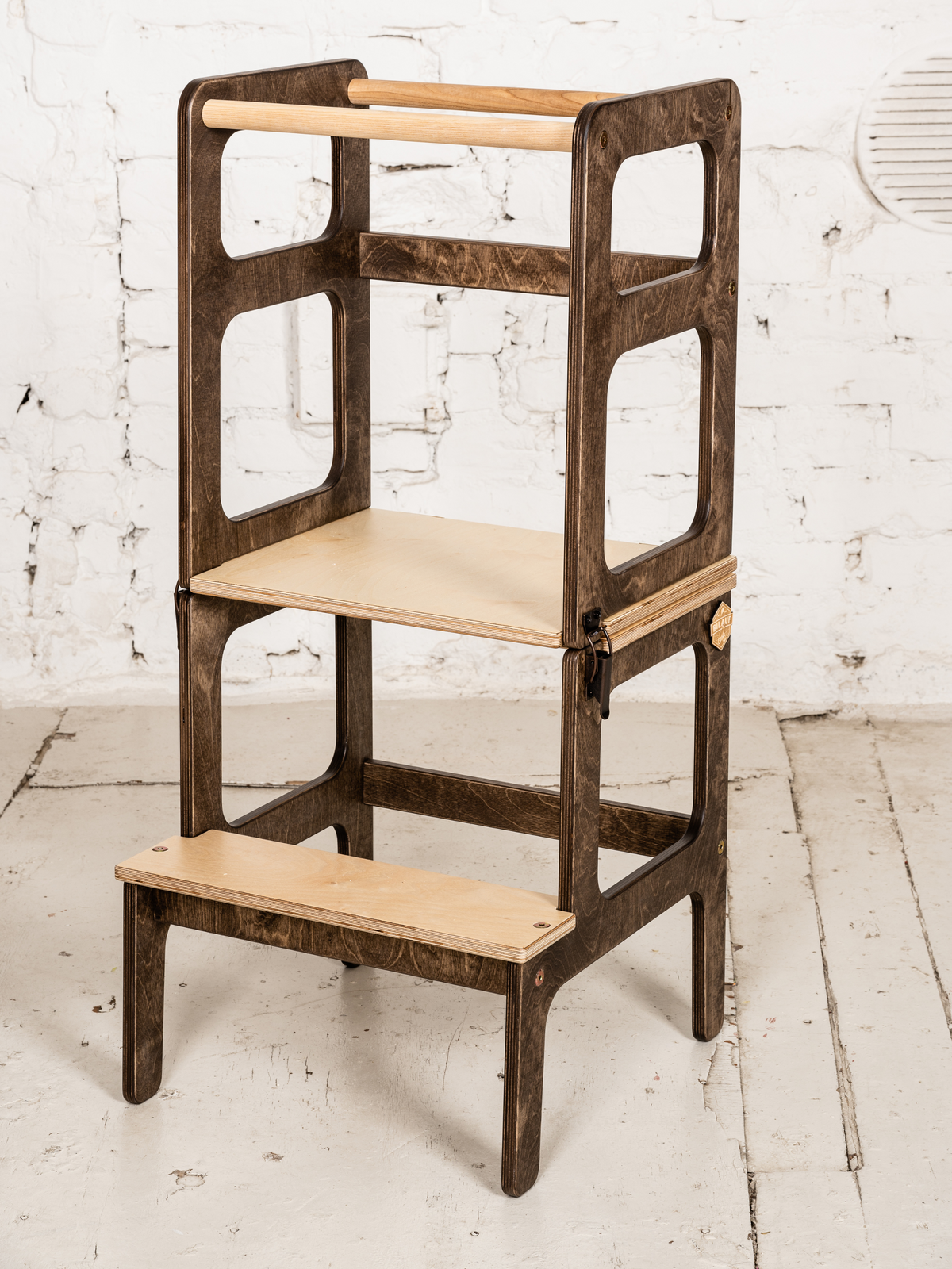 Bilauf brown 2-in-1 foldable kitchen helper stool and table, view 2