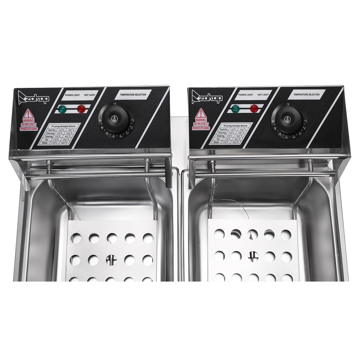12L stainless steel double electric deep fryer, ZOKOP, view 5