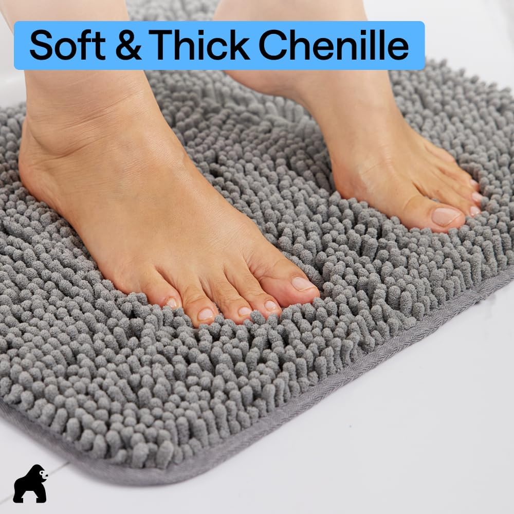 Chenille Bath Rug Mat, 24 x 17 Inches, Soft Absorbent Bathroom Rug by Red Tethys