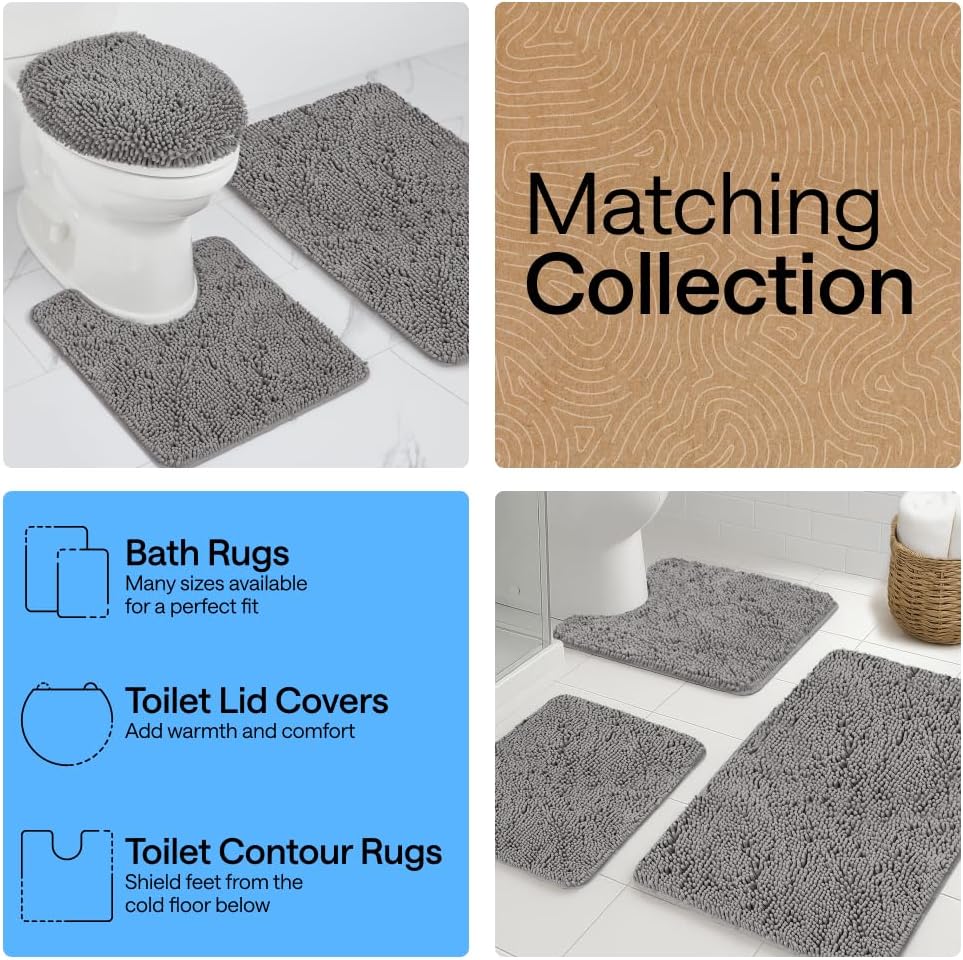 Chenille Bath Rug Mat, 24 x 17 Inches, Soft Absorbent Bathroom Rug by Red Tethys