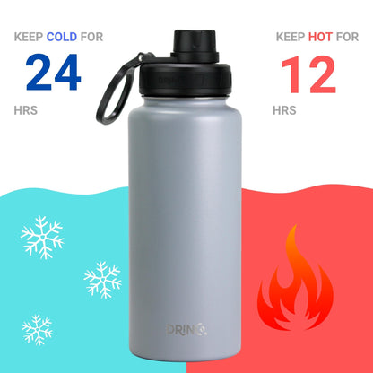 DRINCO® 32oz Stainless Steel Water Bottle - Asphalt Gray by Orchid Lavender