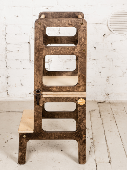 Bilauf brown 2-in-1 foldable kitchen helper stool and table, view 3