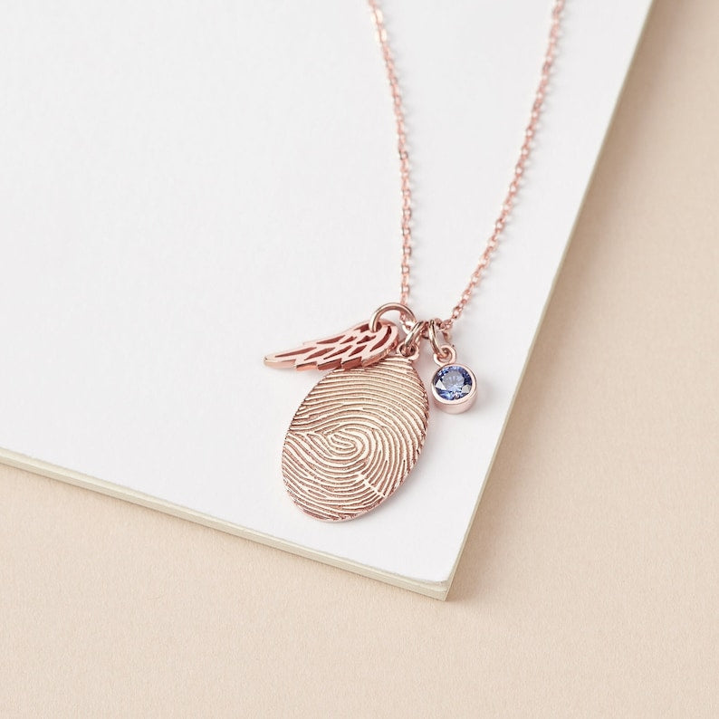 Fingerprint Necklace, Fingerprint Jewelry With Birthstone by Green Millie