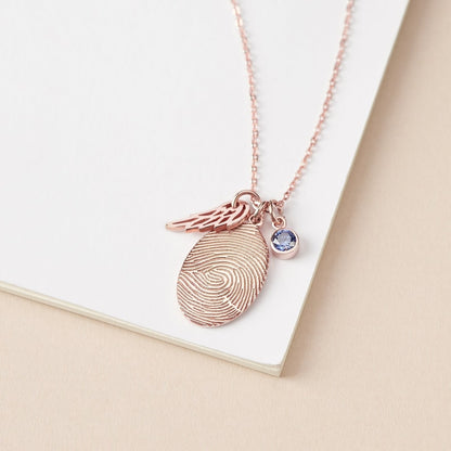 Fingerprint Necklace, Fingerprint Jewelry With Birthstone by Green Millie