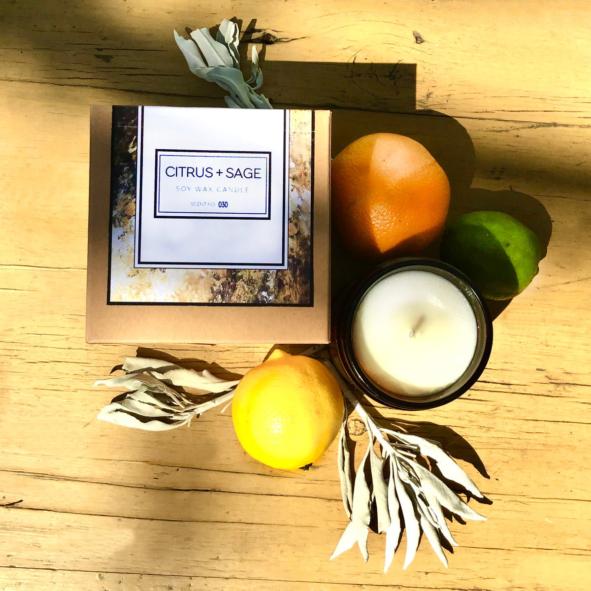 Citrus + Sage Soy Wax Candle by Indigo Poseidon