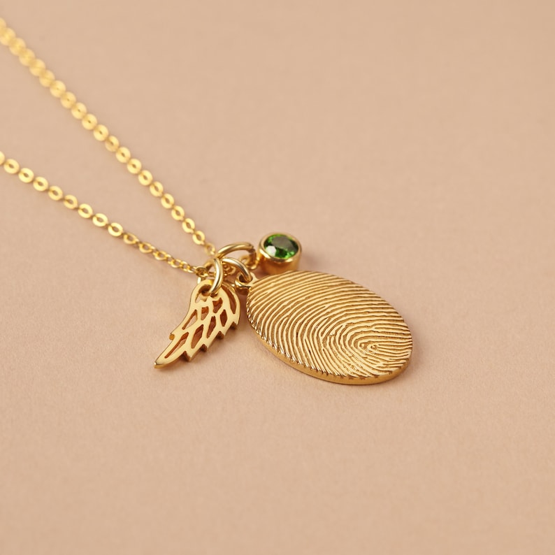 Fingerprint Necklace, Fingerprint Jewelry With Birthstone by Green Millie