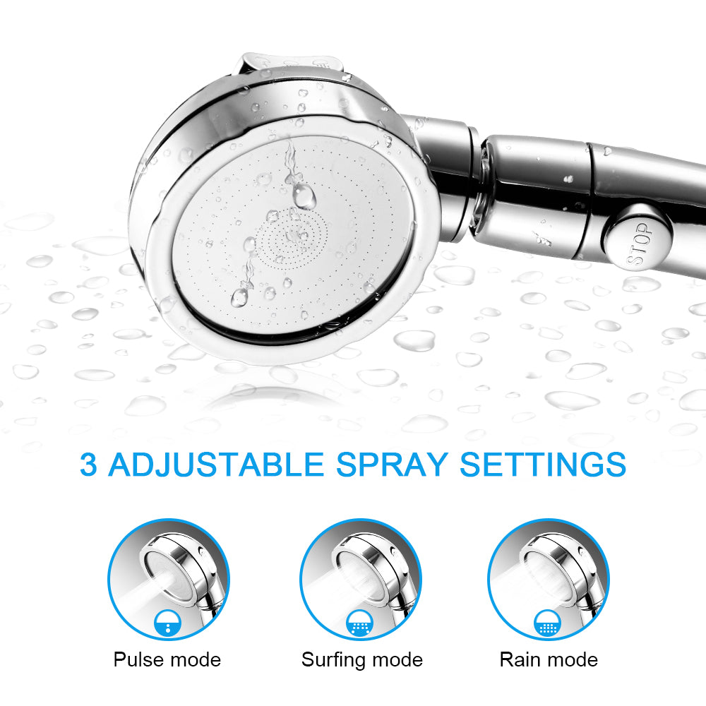 Adjustable Water Saving Shower Head Three Mode by Teal Simba