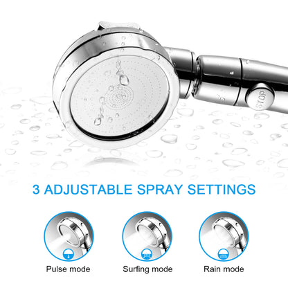Adjustable Water Saving Shower Head Three Mode by Teal Simba