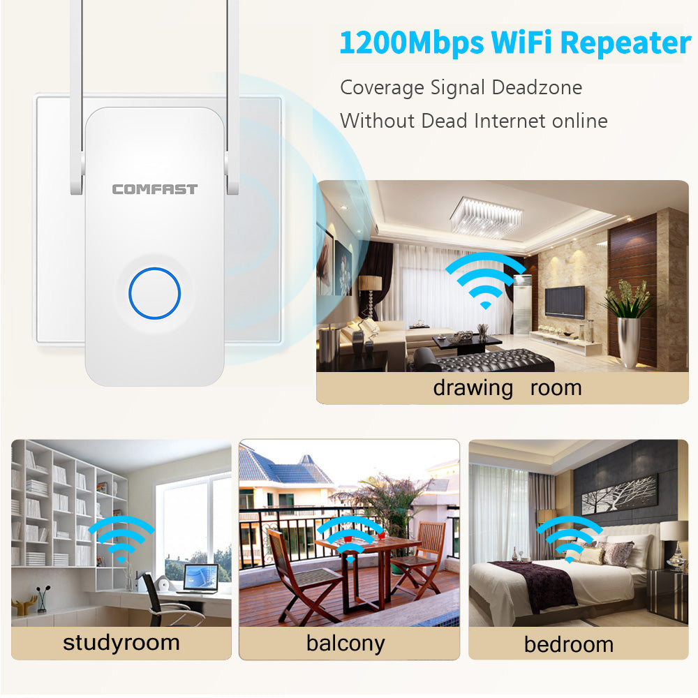 1200Mbps dual band WiFi extender with two antennas, Teal Simba, view 6