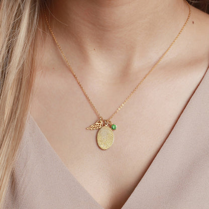 Fingerprint Necklace, Fingerprint Jewelry With Birthstone by Green Millie
