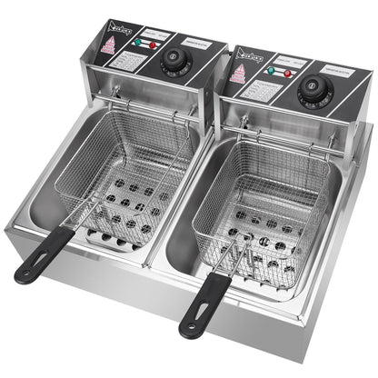 12L stainless steel double electric deep fryer, ZOKOP, view 2