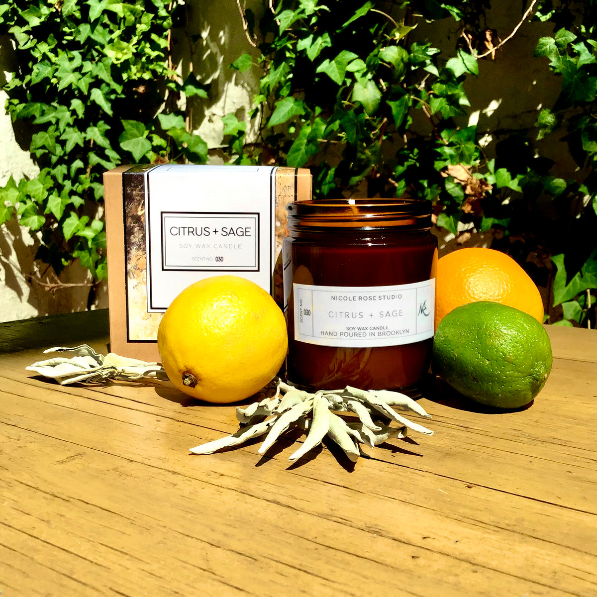 Citrus + Sage Soy Wax Candle by Indigo Poseidon