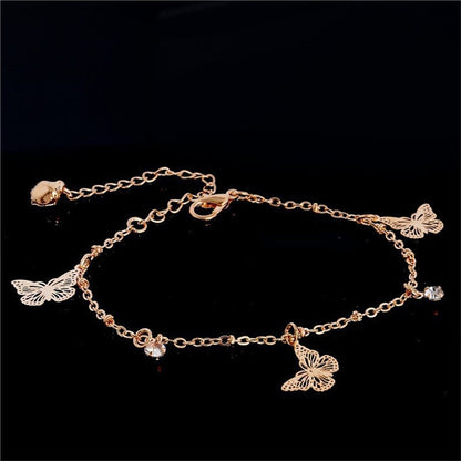 Boho Butterfly Charm Anklet For Women Gold/Silver by Red Iphigenia