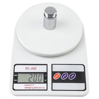 White 10kg LCD digital food scale with glass platform, Lilac Milo, view 2