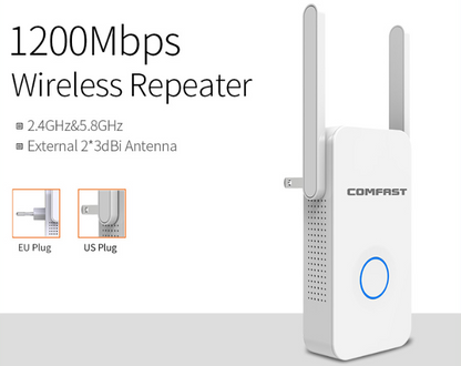 1200Mbps dual band WiFi extender with two antennas, Teal Simba