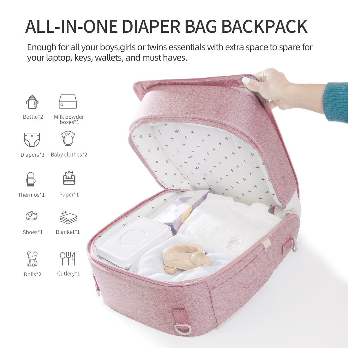 Portable Baby Diaper Bag Backpack with Changing Pad by Maroon Chronos