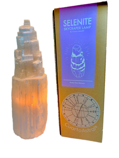Selenite Crystal Skyscraper Lamp Prime by Teal Lily