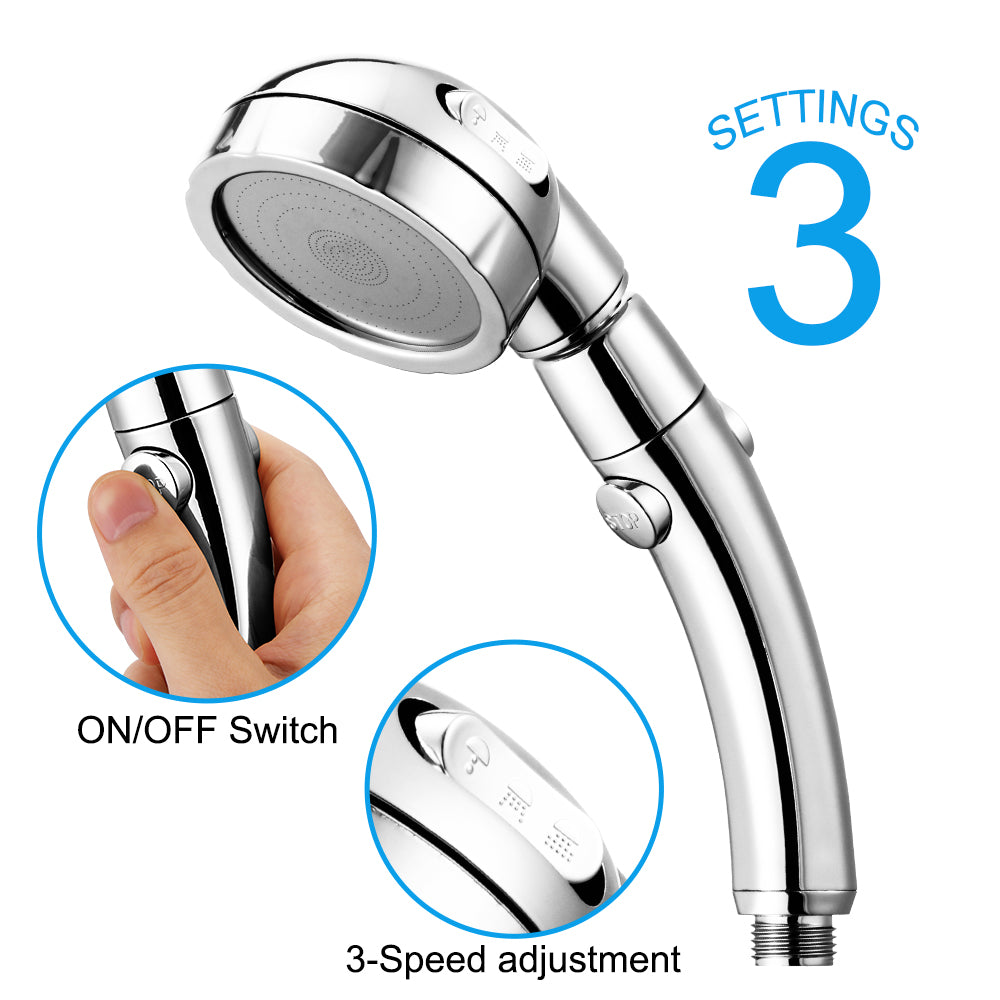 Adjustable Water Saving Shower Head Three Mode by Teal Simba