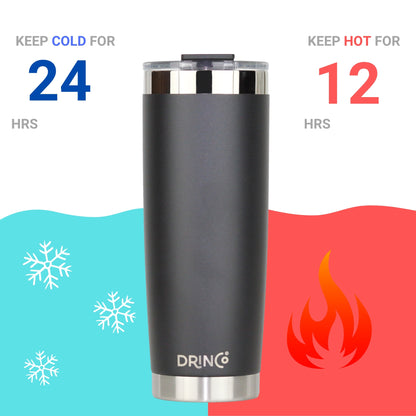 DRINCO® 20oz Insulated Tumbler w/Spill Proof Lid, 2 Straws(Black) by Orchid Lavender