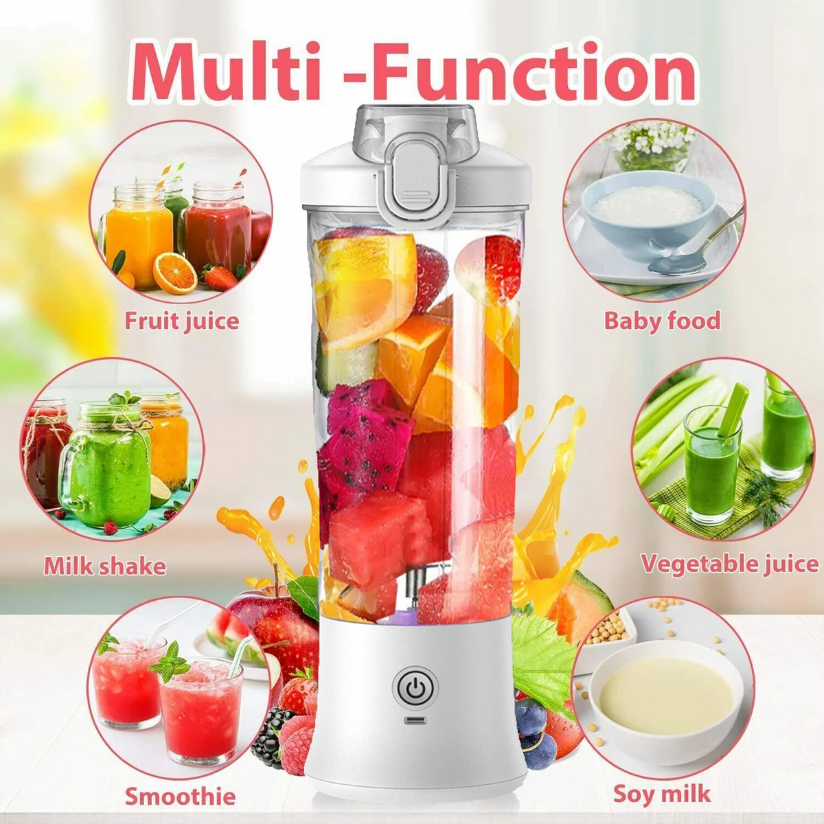 600ml portable rechargeable bottle blender by Lilac Milo, view 2