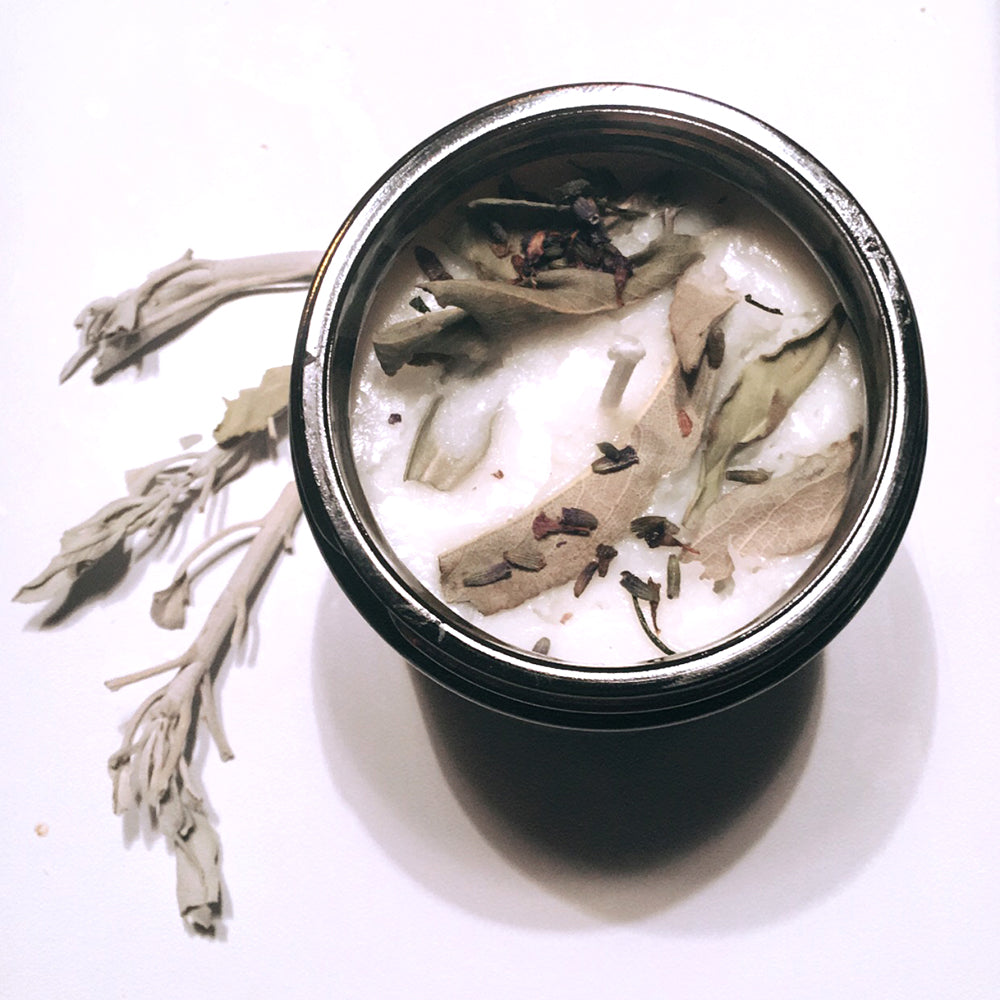 Lavender + White Sage Aromatherapy Scented Soy Wax Candle by Indigo Poseidon