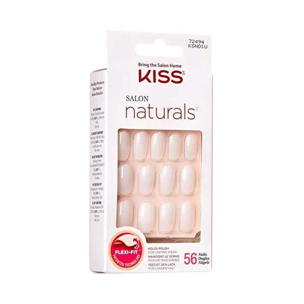 Kiss Salon Naturals False Nails: Long Oval Acrylic Tip, Natural Look - 28 Count for Salon Quality at Home by Beauty Care Bag