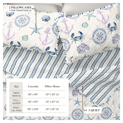 Azure Collection Coastal Quilt Set by Great Bay Home