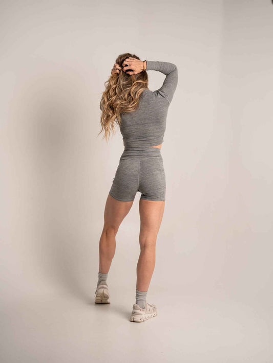 WOMEN'S | DEBUT CROP LONG SLEEVE : GRAY by Alpha Country Training + Nutrition