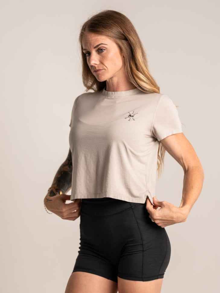 WOMEN'S | ENCORE CROP TEE : BONE by Alpha Country Training + Nutrition