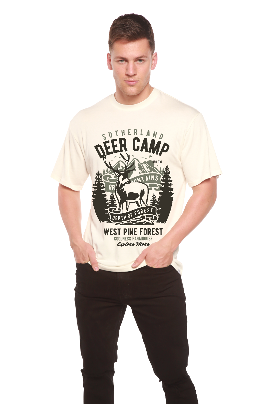 Deer Camp men's bamboo graphic T-shirt – view 3