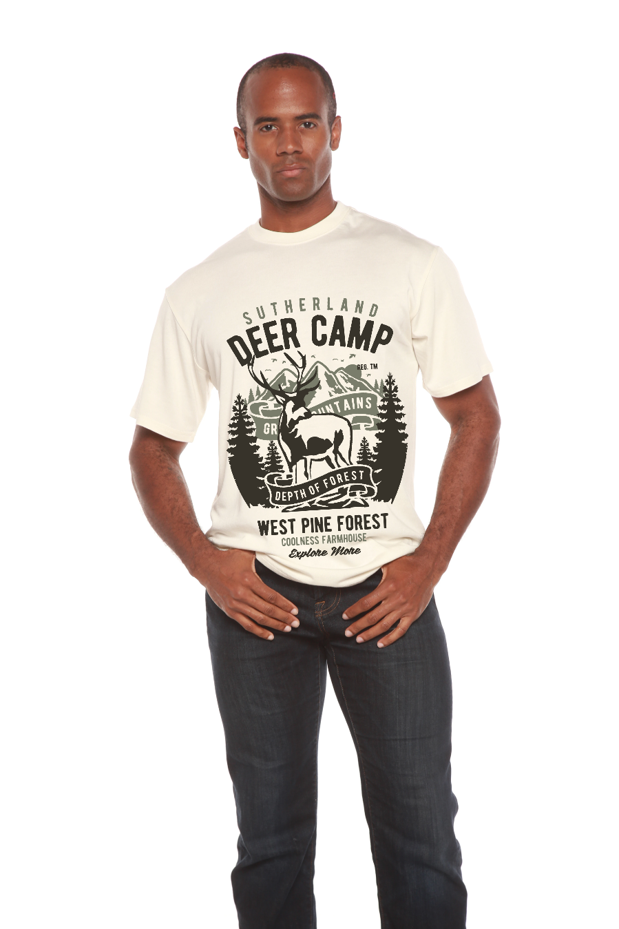Deer Camp men's short sleeve graphic T-shirt in bamboo viscose and organic cotton