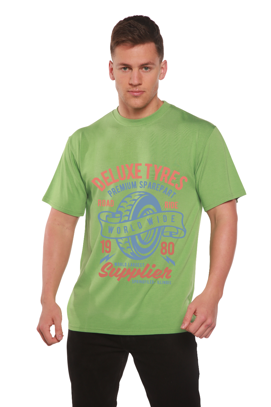 Deluxe Tyres men's bamboo graphic T-shirt – view 9