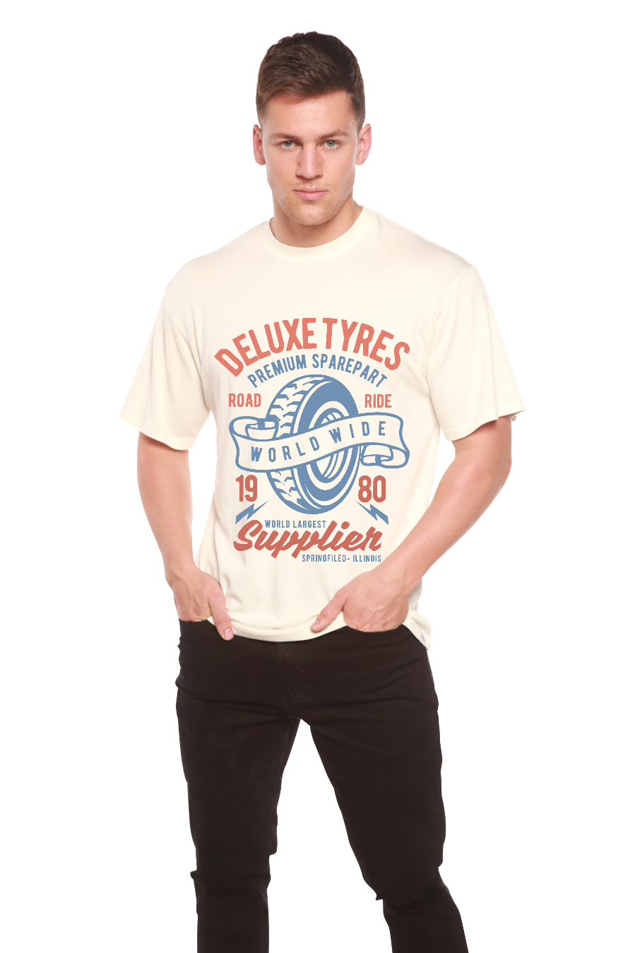 Deluxe Tyres men's bamboo graphic T-shirt – view 6