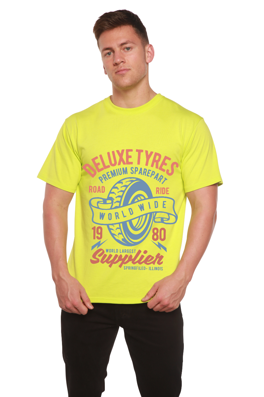 Deluxe Tyres men's bamboo graphic T-shirt – view 8