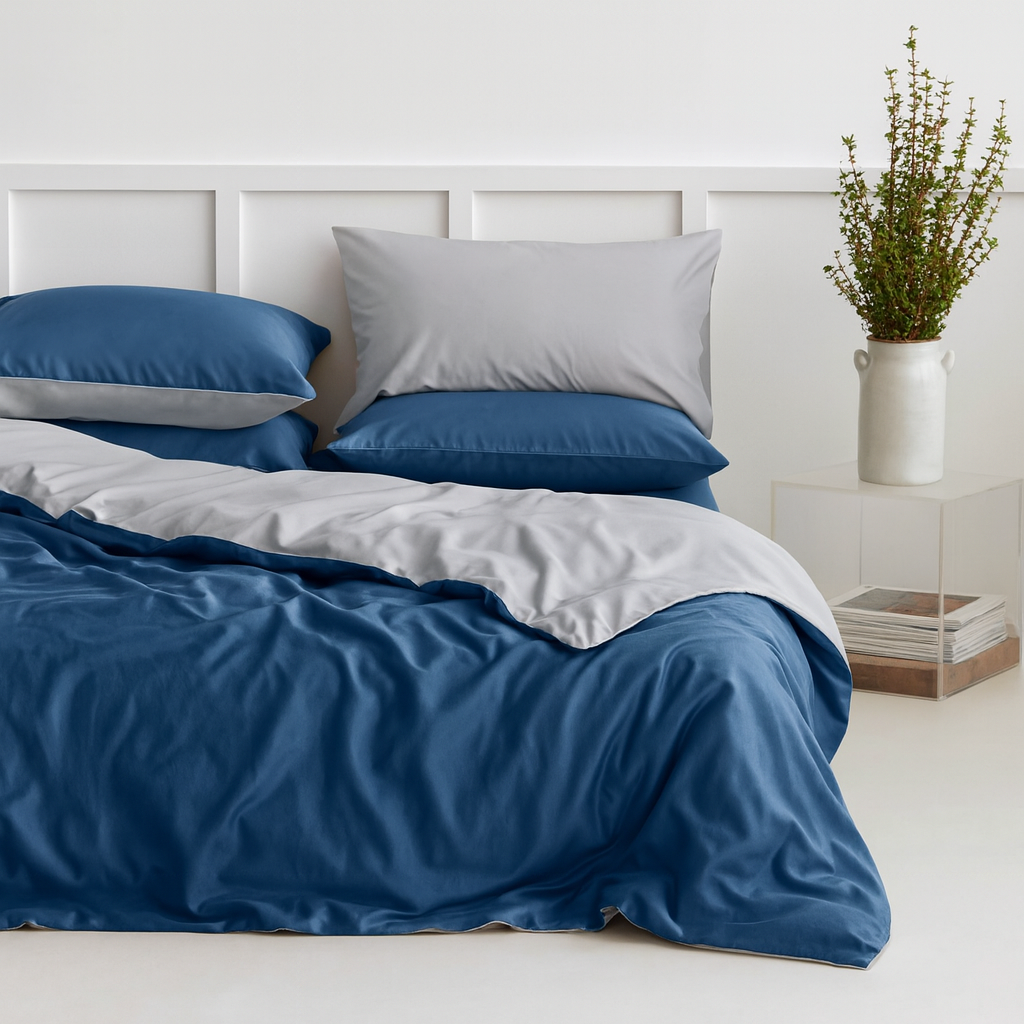 Two-Tone Bamboo Viscose Duvet Cover + 2 Shams Set by Pure Fiber