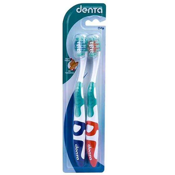 Denta Medium Toothbrush Duo Pack for Daily Oral Care by Beauty Care Bag