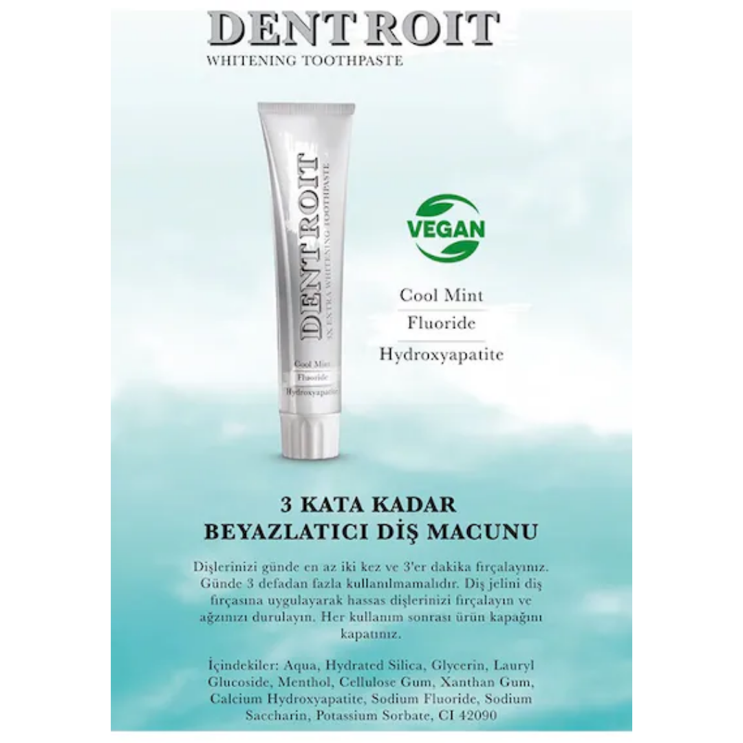 Dentroit 3x Extra Whitening Toothpaste for Bright Smiles 100 ml by Beauty Care Bag