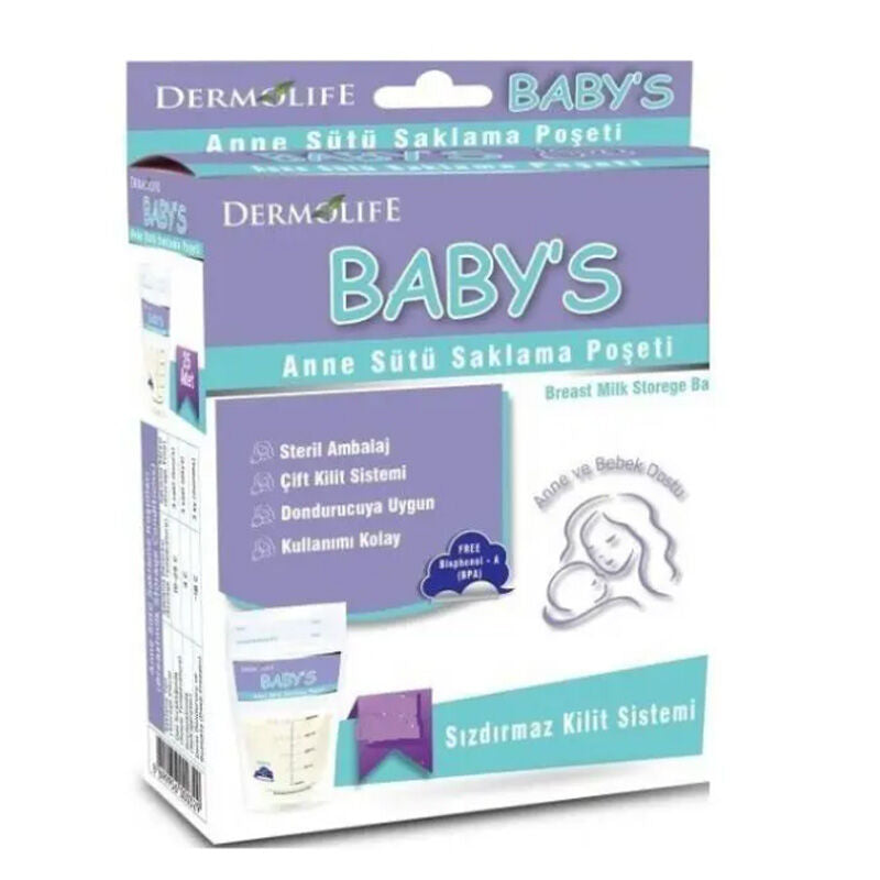 Dermolife Babys Breast Milk Storage Bags with Leakproof Seal 20 Pack by Beauty Care Bag