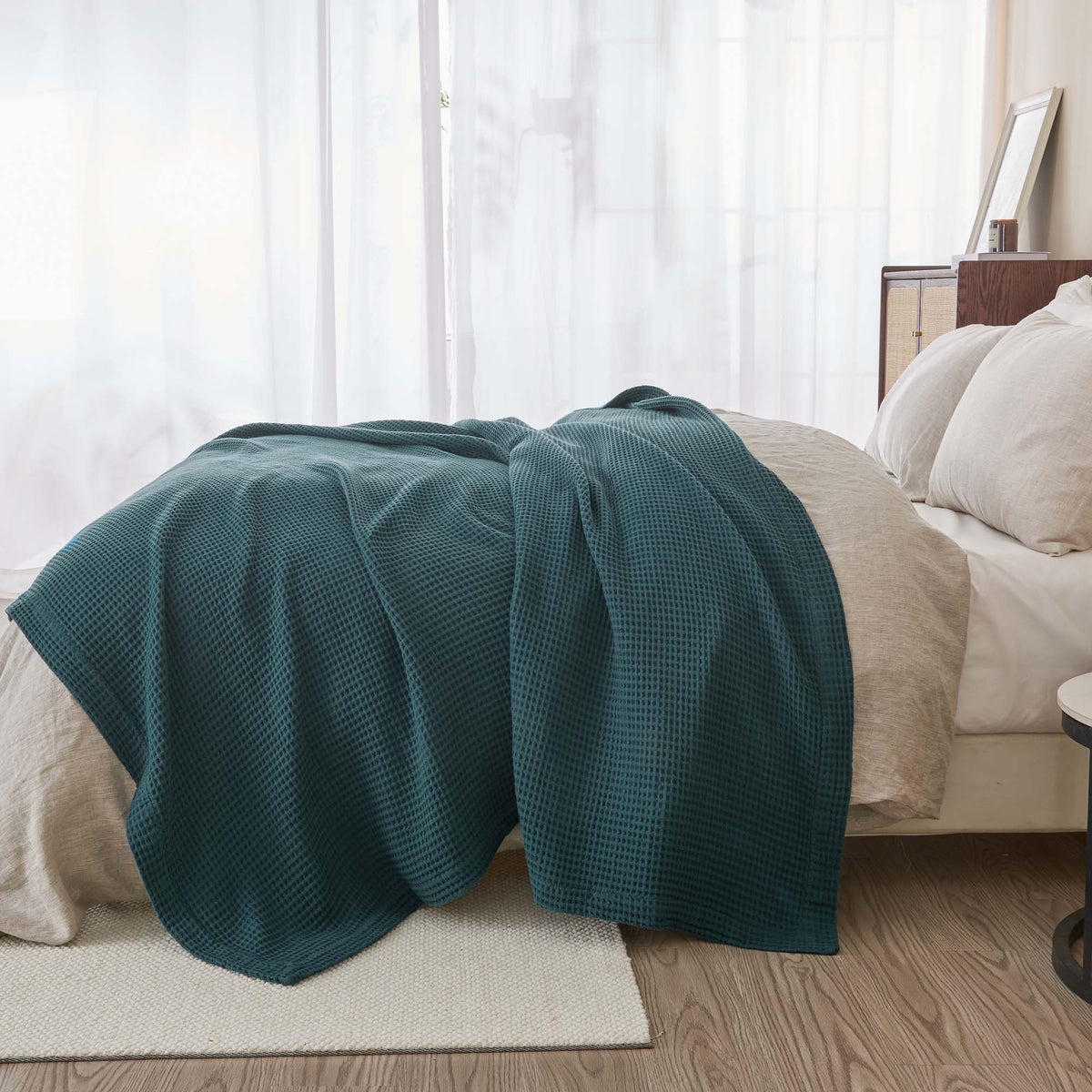 100% Cotton Waffle Weave Blanket - Mikala Collection by Great Bay Home
