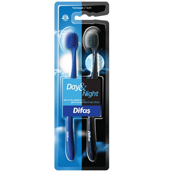 Difas Day & Night Soft Toothbrush for Gentle Cleaning by Beauty Care Bag