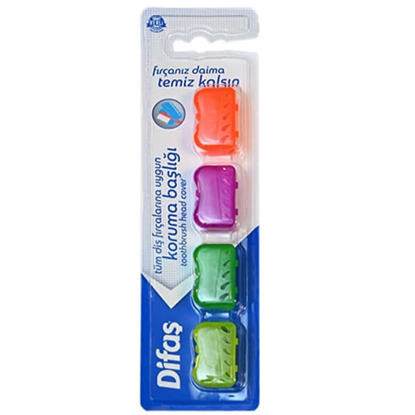 Difas Toothbrush Protection Caps for Clean Bristles 4-Pack by Beauty Care Bag