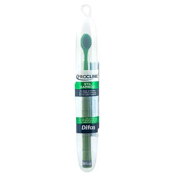 Difas Proclinic Stil Bamboo Toothbrush for Gentle Cleaning by Beauty Care Bag